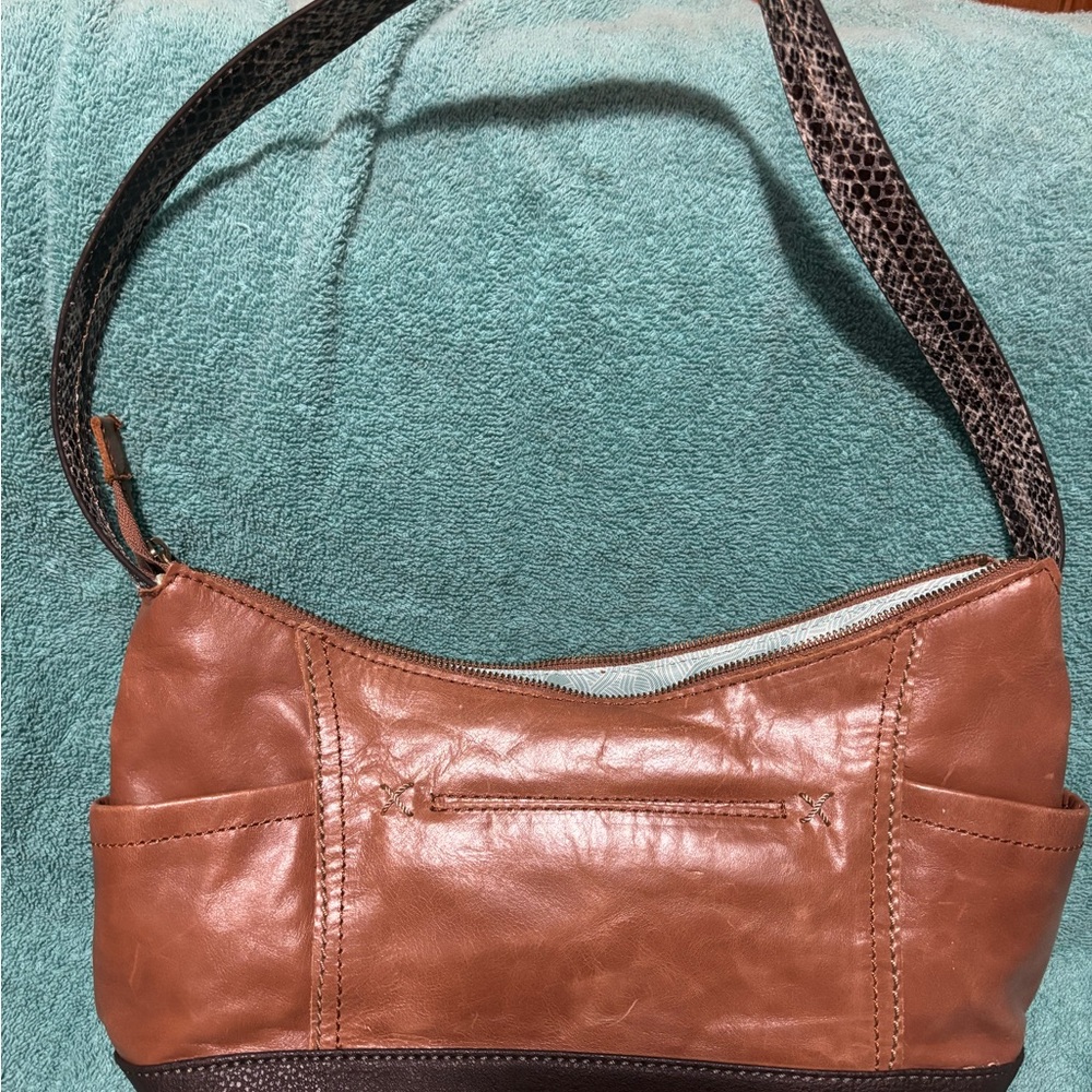 The Sak Kendra Brown and Snake Trim Leather Shoulder Bag - Picture 3 of 4